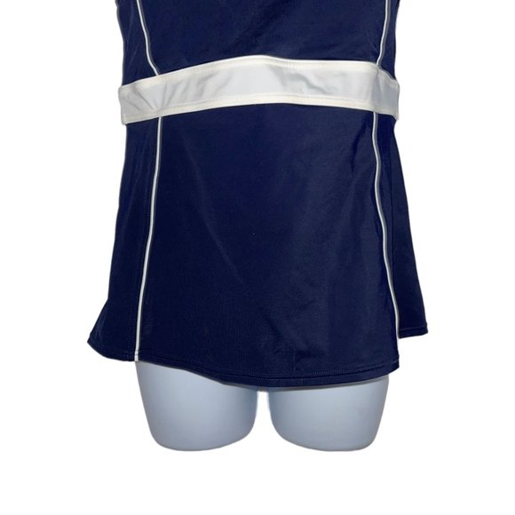 Lands End Womens Tankini Top 10 Solid Color Navy Blue Padded Wire Free Bra - Picture 3 of 9